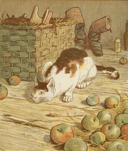 Het huis dat Jack bouwde. Het kat die de rat at die het mout at. Illustratie door Randolph Caldecott