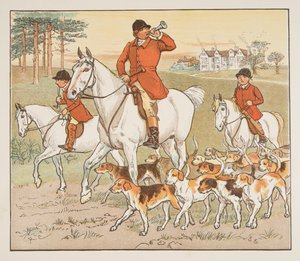 De jager blaast op zijn hoorn, uit The Hey Diddle Diddle Picture Book, pub.1882