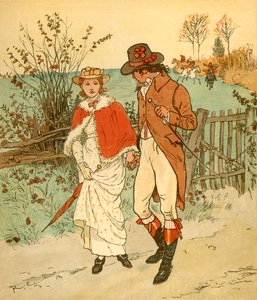 Twee jonge geliefden in een laan, ca. 1880