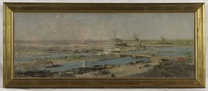 Schets voor de raadszaal van het stadhuis van Alfortville: Uitzicht op Alfortville vanaf de hoogten van Charenton door Raoul Joseph Arus