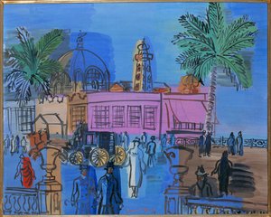 Boardwalk in Nice (gouache op papier)