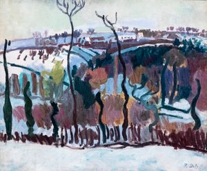 Gordijn van bomen in Falaise door Raoul Dufy