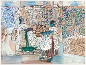 Receptie met de Pasja van Marrakech (gouache, aquarel  potlood op papier) door Raoul Dufy
