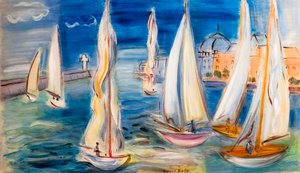 Regatta bij Deauville, ca. 1946 (olieverf op hout) door Raoul Dufy