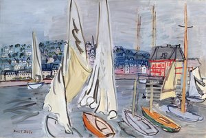 Zeilboten in de haven van Deauville door Raoul Dufy