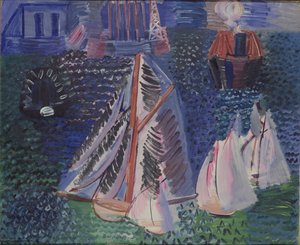 Zeilboten in de haven van Le Havre, ca.1925 (olieverf op doek)