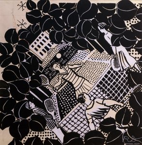 Tennis (pen  inkt en gouache op papier)