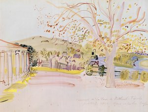 Terras bij Vétheuil (aquarel op papier)