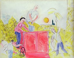 De Oogsters (gouache op papier) door Raoul Dufy