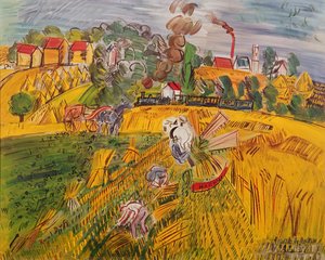 Het huis (olieverf op doek) door Raoul Dufy