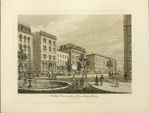 La Salle Street vanaf Court House Square, Chicago, in het jaar 1865