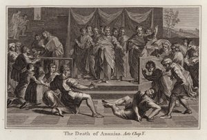 Raphael cartoon: De Dood van Ananias, Handelingen, Hoofdstuk V door after Raphael
