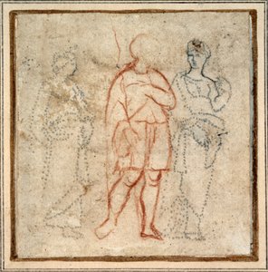 Aeneas begeleid door Dido, studie voor de randscène (3e compartiment links) van de 