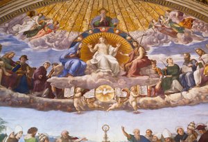 Dispuut over het Heilig Sacrament - fresco door Raphael door Raphael (1483 1520)