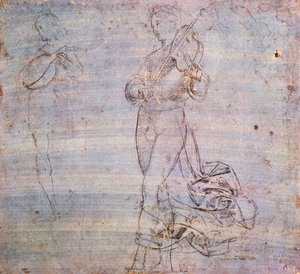 Studie voor figuur met muziekinstrument