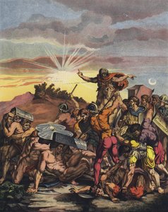 Jozua beveelt de zon stil te staan bij de slag om Gibeon tijdens de verovering van Kanaän door de Israëlieten door after Raphael