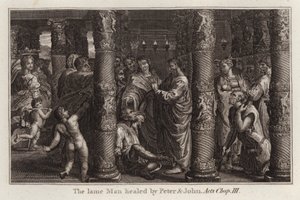 Raphael karton: De lamme man genezen door Petrus en Johannes, Handelingen, Hoofdstuk III