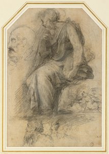 Een mannelijke heilige, zittend (St. Paulus): Studie voor de Disputa, WA1846.189 door Raphael