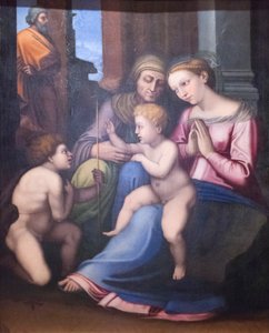 Heilige Familie met Sint Elisabeth en Sint Jan de Doper door Raphael (1483 1520)
