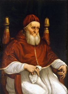 Portret van Paus Julius II (1503-1513). Schilderij door Raphael. Florence, Uffizi Museum door Raphael