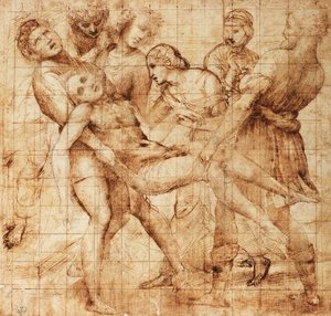 Studie voor de Kruisafneming van Pala Baglioni (altaarstuk) door Raphael (1483 1520)