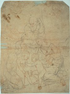 Heilige Familie met Sint-Elizabeth en de Jonge Johannes de Doper door Raphael