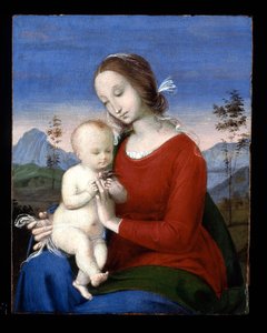 Madonna met Kind en vogel door Raphael