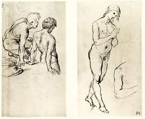 Studie van een biddende figuur
