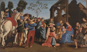 De aanbidding van de koningen door Raphael