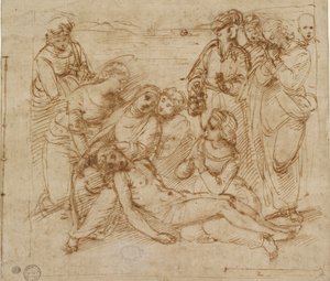De klaagzang studie voor de graflegging van Christus, begin 16e eeuw door Raphael