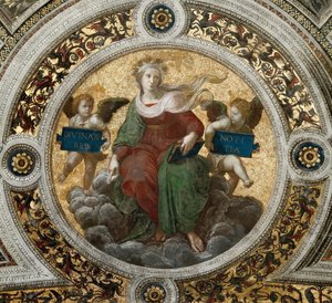 Theologie. Plafondfresco in Stanza della Segnatura door Raphael