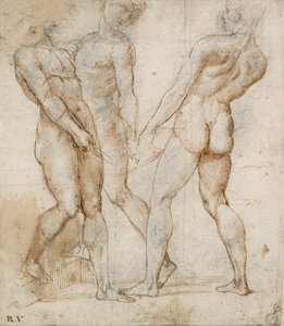 Drie naakte dragers Studie voor de graflegging, begin 16e eeuw door Raphael