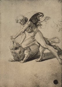Simson vecht met de leeuw door Raffaello Sanzio Raphael