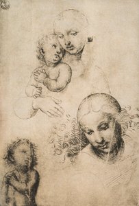 Studie voor een Madonna en Kind, tekening door Raffaello Sanzio. Gabinetto dei Disegni e delle Stampe, Uffizi Gallery, Florence door Raffaello Sanzio Raphael