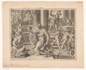 Feestend gezelschap door Raphael Custos (attributed to)