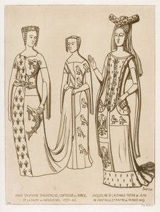 Anne Dauphine, Gravin van Forez en de dame van Nedouchel, 1370-80. Jacqueline de Lagrange, vrouw van Jean de Montagu, meester van Frankrijk, 1409. door Raphael Jacquemin