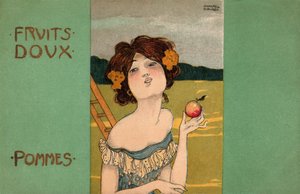 Appels plukken, ca 1900 (illustratie) door Raphael Kirchner