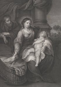 De Heilige Familie, met het slapende Christuskind op de schoot van de Maagd, ca. 1778-86 door Raphael Morghen