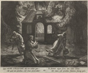 Heilige Petrus Coelestinus als kluizenaar door Raphaël Sadeler (I)