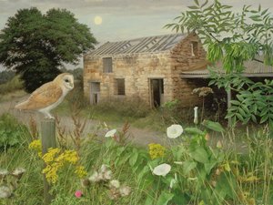 The Old Farm Buildings at Eccup, 2000 (olieverf op board) door Raymond Booth
