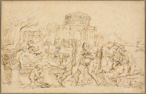 Bacchus en Ariadne, met Silenus, Nimfen en Saters