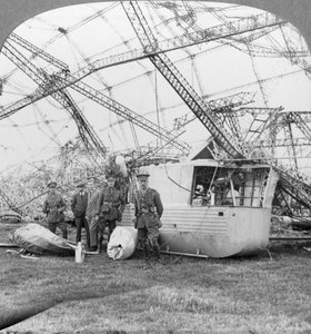 Gondel van de Zeppelin neergeschoten voor de kust van Essex, Eerste Wereldoorlog, 1916