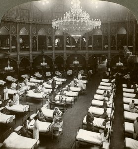 Interieur van het ruime ziekenhuis in Brighton, Sussex, Eerste Wereldoorlog, 1914-1918
