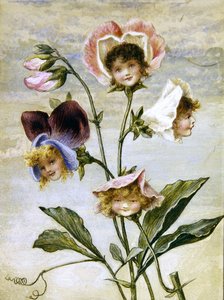 Geranium & Lathyrus - Bloemenkinderen - een paar door Rebecca Coleman
