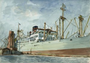 Stoomvrachtschip en sleepboot