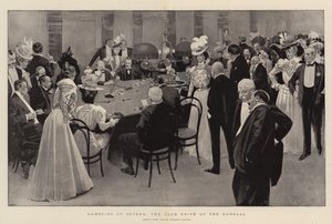 Gokken in Oostende, de Club Prive van het Kursaal (litho) door Reginald Thomas Cleaver