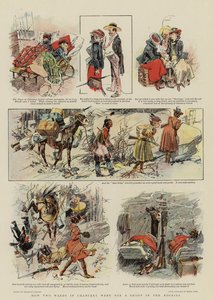 Hoe twee afdelingen in de kanselarij gingen schieten in de Rockies (kleurenlitho) door Reginald Thomas Cleaver