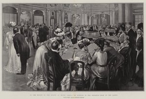Op het hoogtepunt van het seizoen in Monte Carlo, een avond in de roulettekamer van het casino (litho) door Reginald Thomas Cleaver