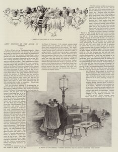 Bezoekster in het Lagerhuis (litho) door Reginald Thomas Cleaver