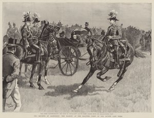 Koningin Victoria op de salueerplaats bij de revue vorige week (gravure) door Reginald Thomas Cleaver